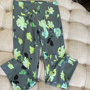 Athleta Olive Green Floral Performance Leggings